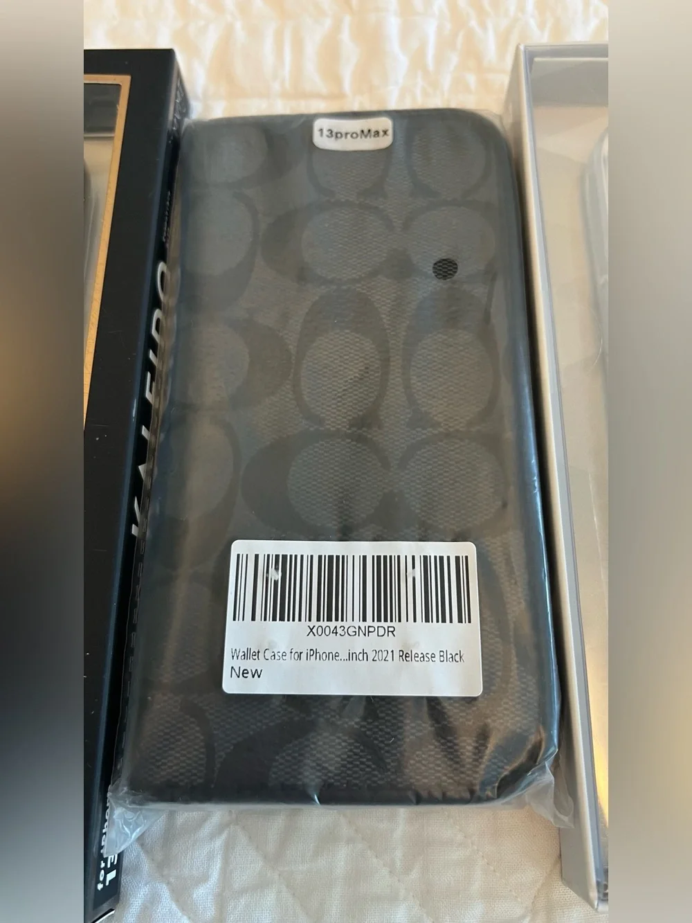 Coach Black Signature Slip-On Phone Case for iPhone 13 14 Pro Max
